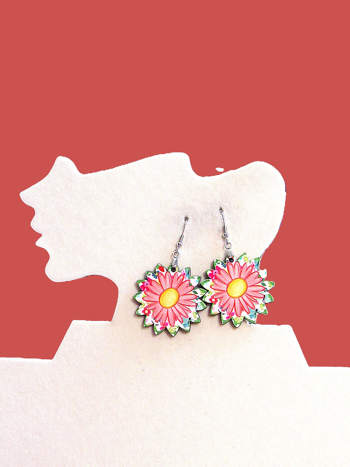 Sunflower Shaped Sublimated Earrings