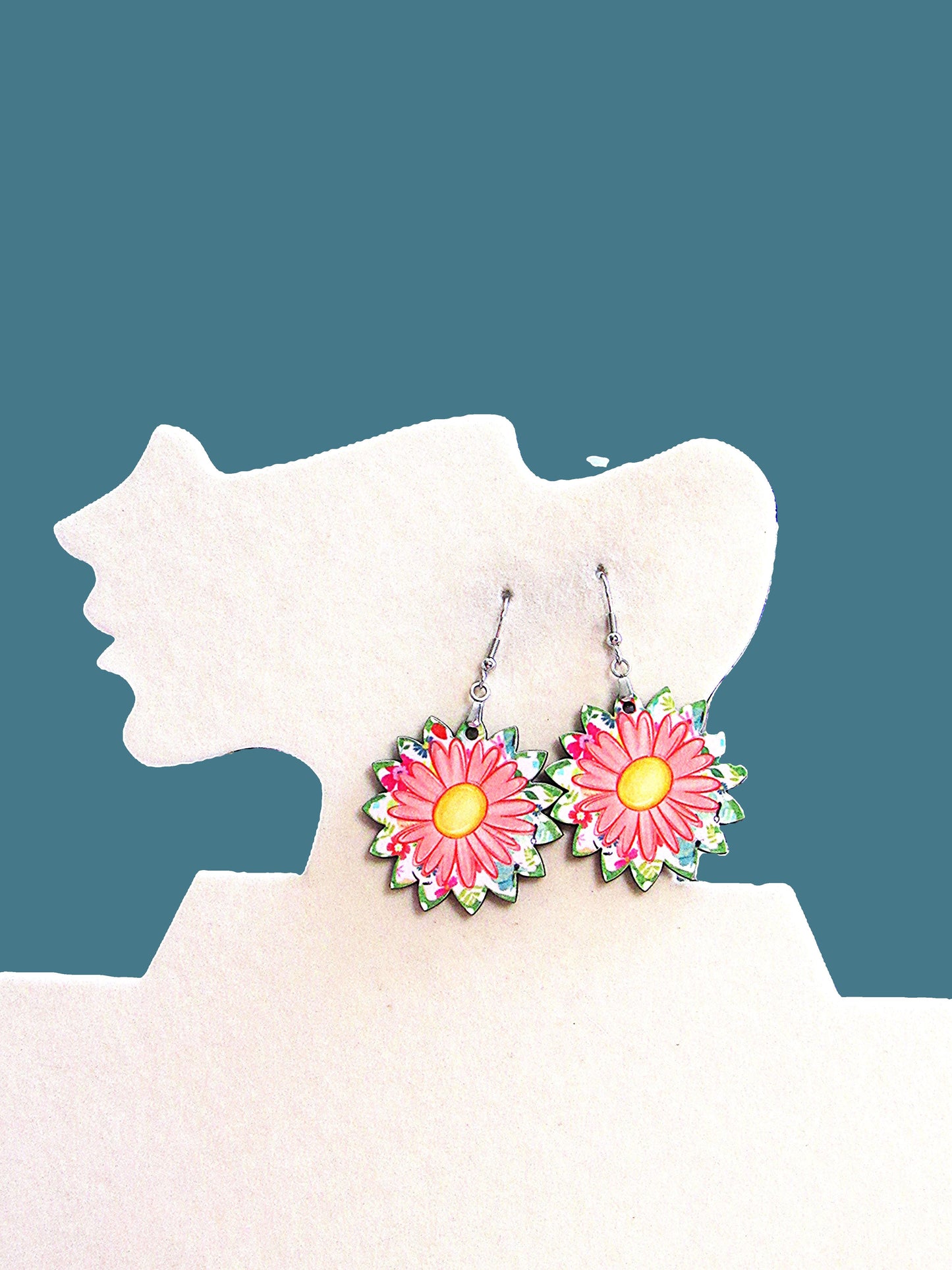 Sunflower Shaped Sublimated Earrings