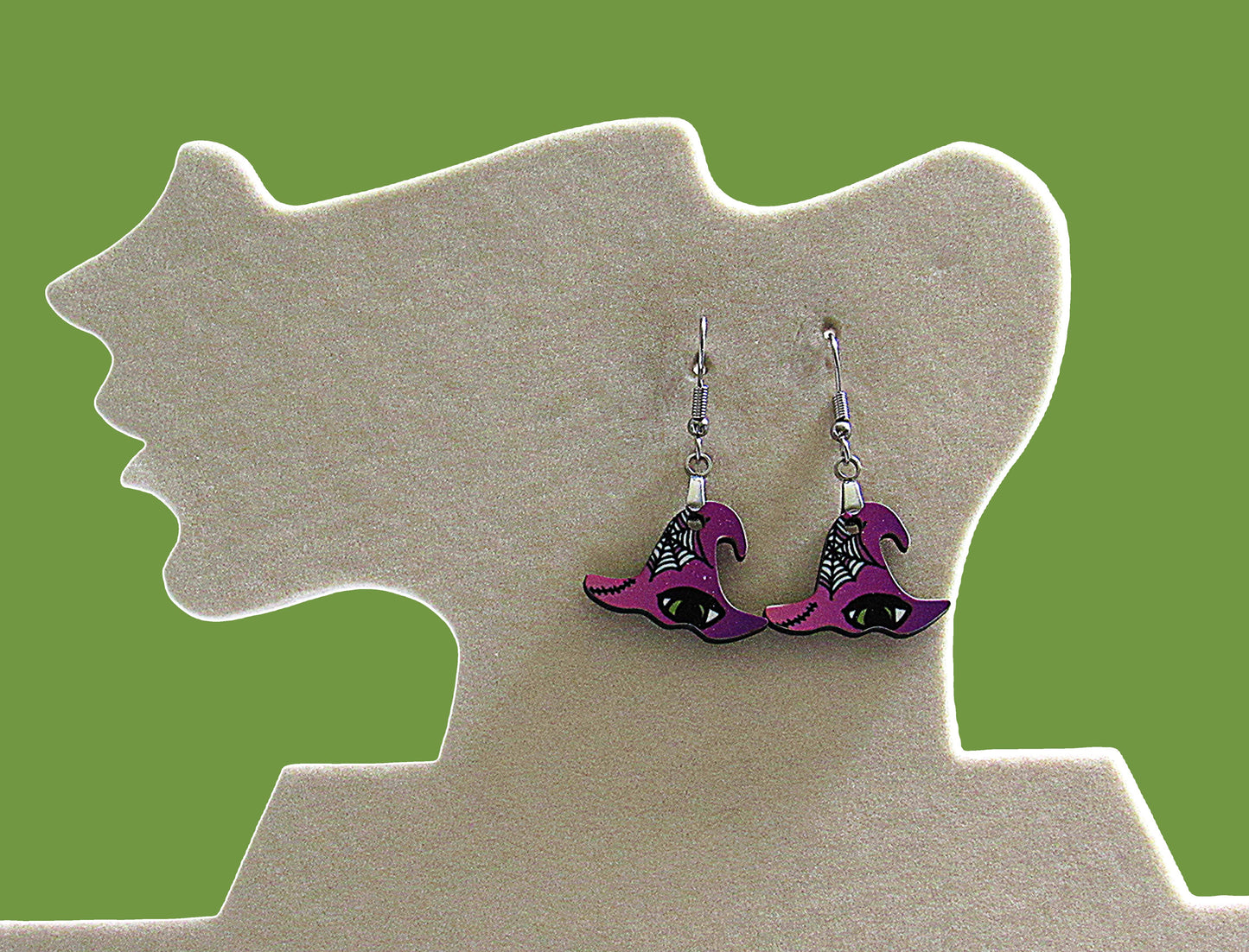 Witch Hat Shaped Sublimated Earrings 1 inch