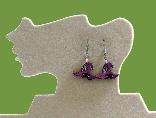 Witch Hat Shaped Sublimated Earrings 1 inch