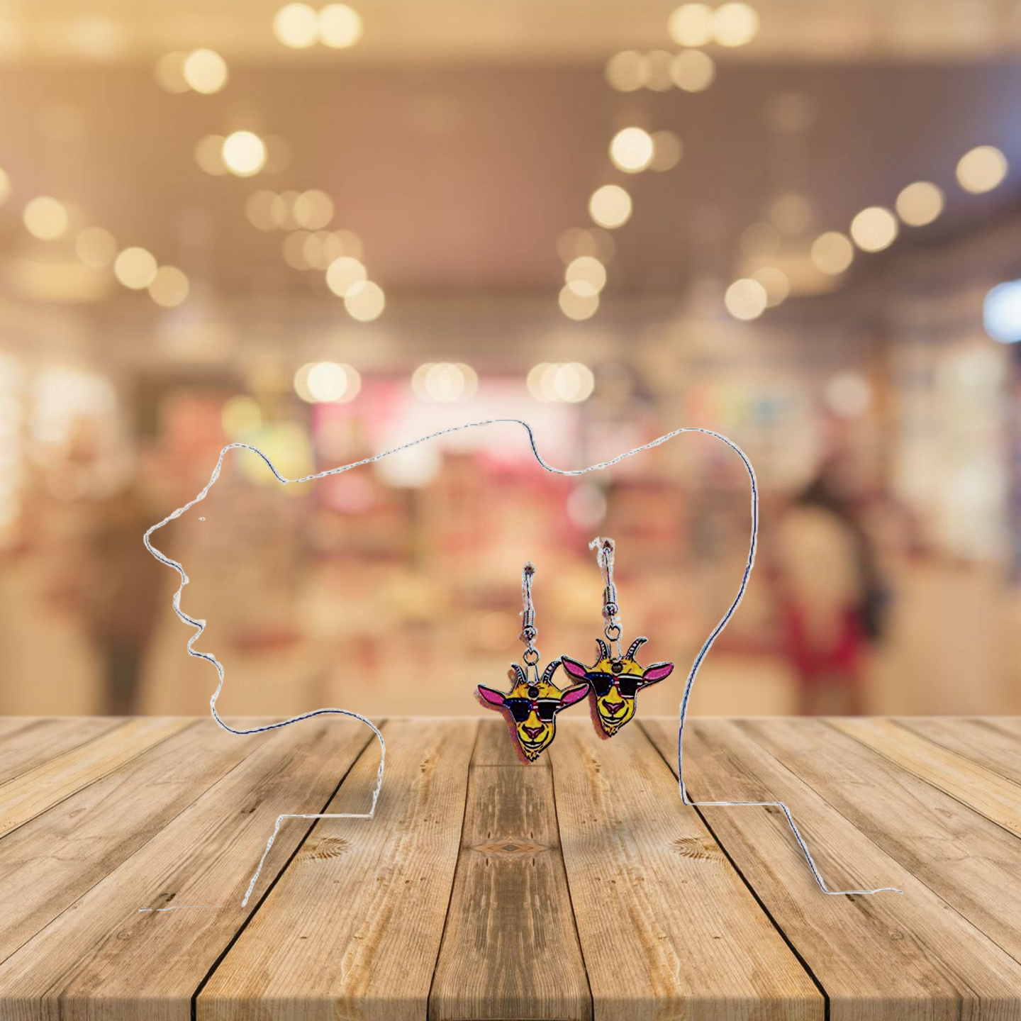 Goat Head Shaped Sublimated Earrings MDF 1 in