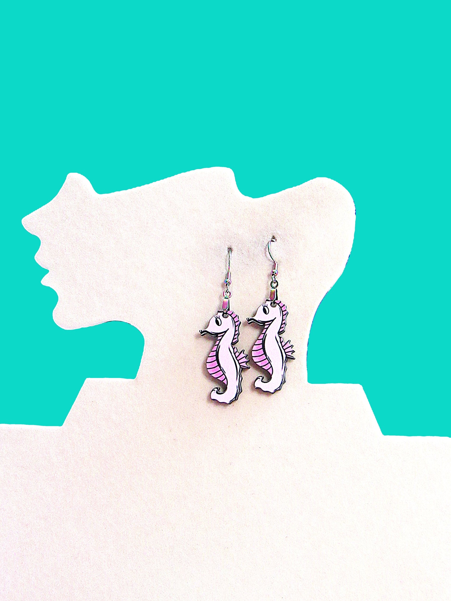 Seahorse Shaped Sublimated Earrings