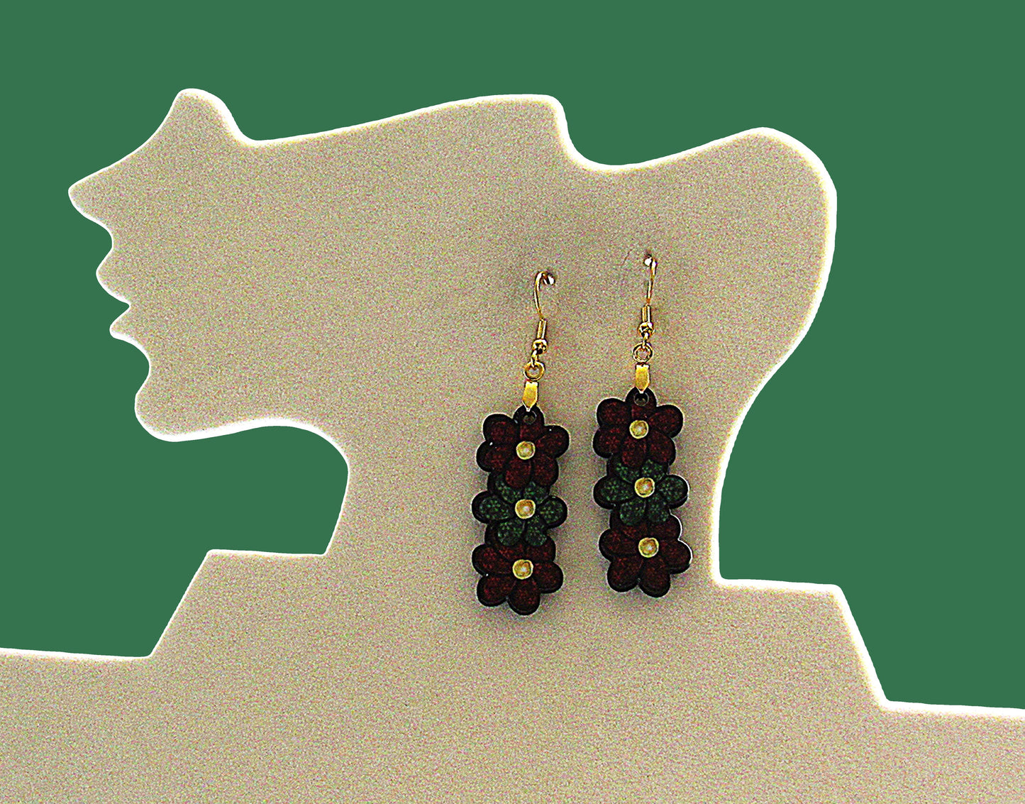 Triple Flower Shaped Sublimated Earring