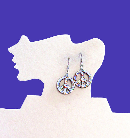 Peace Sign Shaped Sublimated Earrings 1 inch