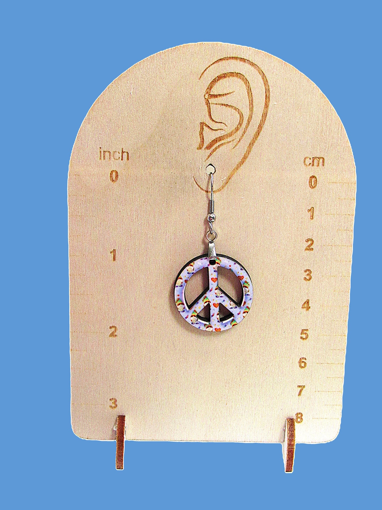 Peace Sign Shaped Sublimated Earrings 1 inch