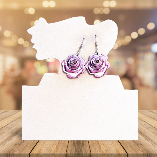 Rose Shaped Sublimated Earrings MDF 1.5 inch