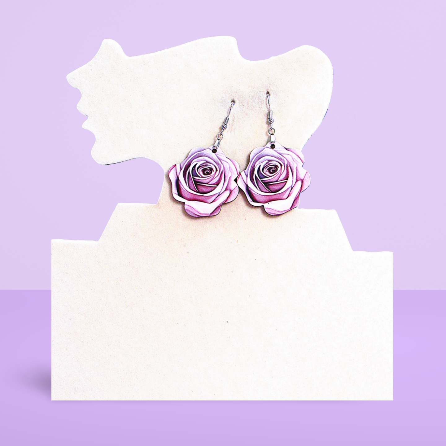 Rose Shaped Sublimated Earrings MDF 1.5 inch