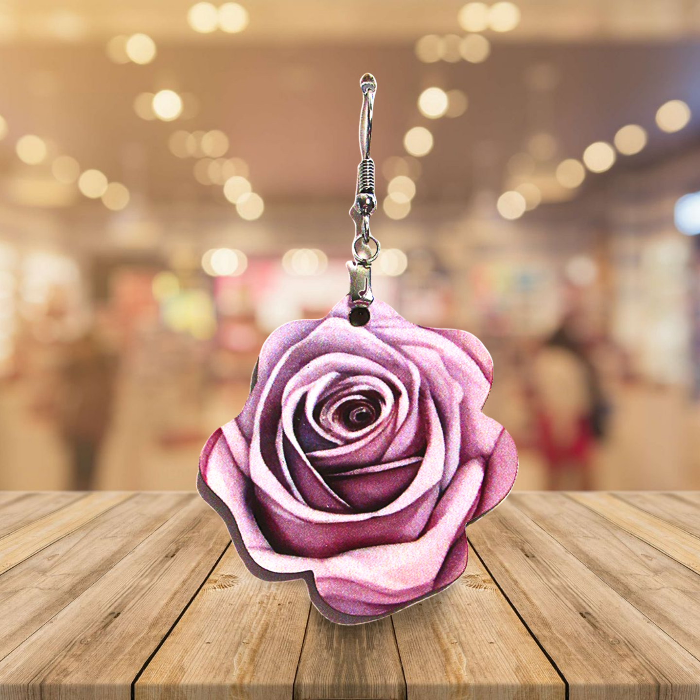 Rose Shaped Sublimated Earrings MDF 1.5 inch