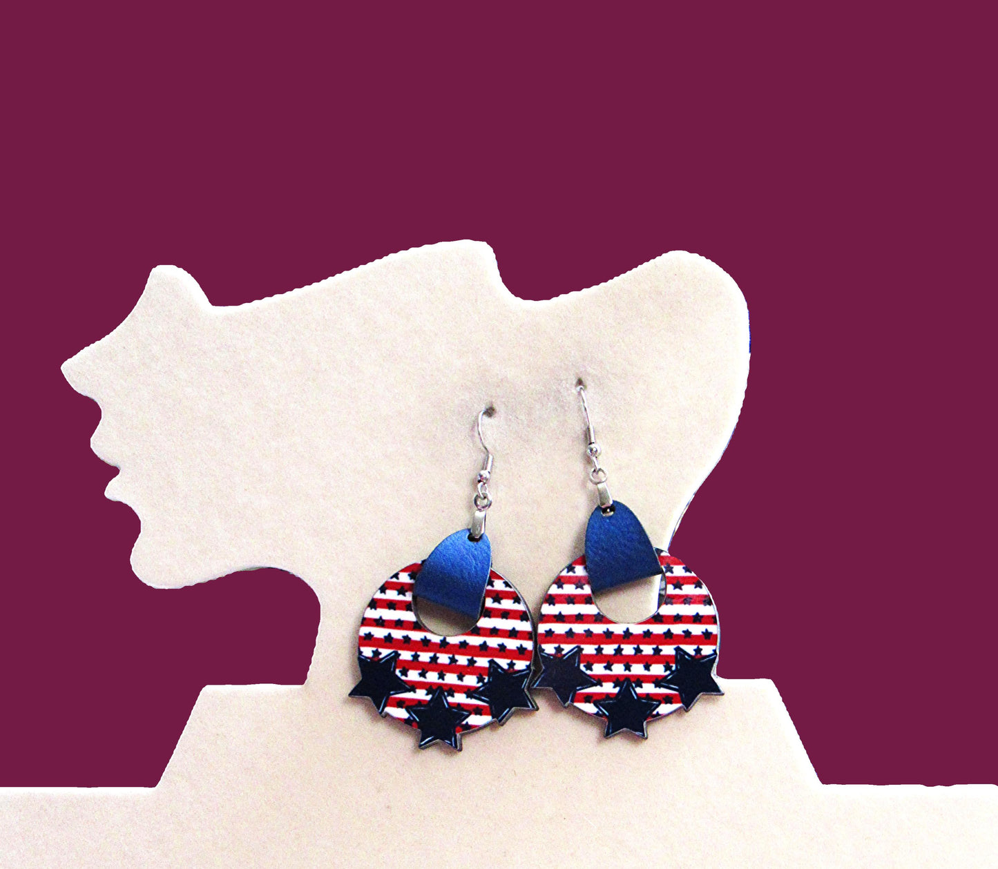 Boho Round Star Shaped Sublimated Earrings 1.5 inch