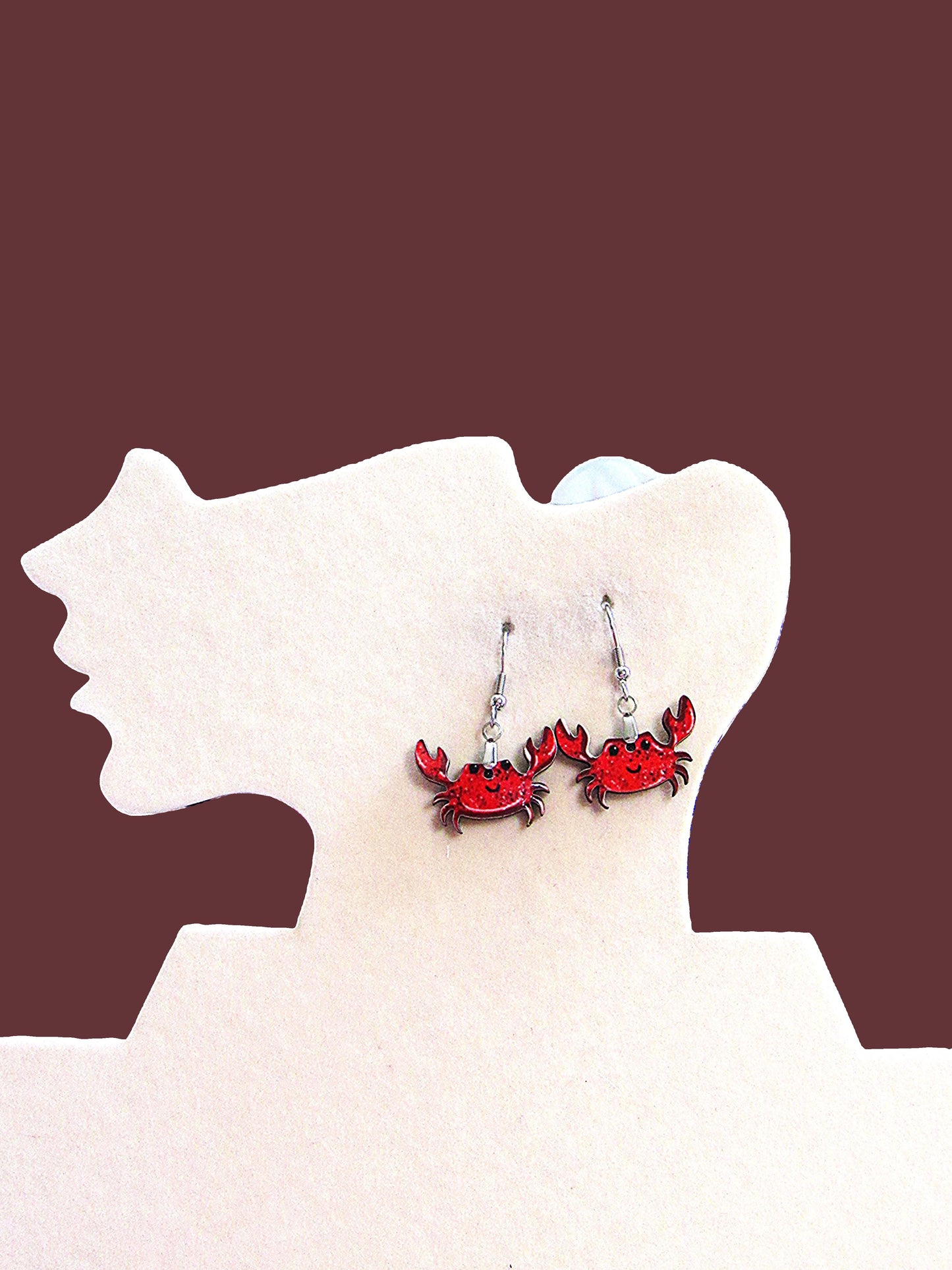Crab Shaped Sublimated Earrings 1 inch