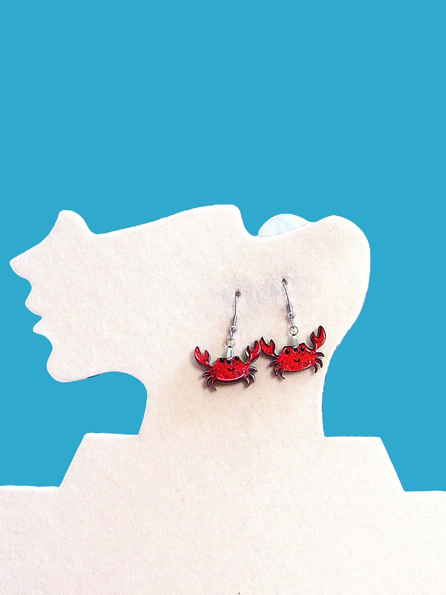 Crab Shaped Sublimated Earrings 1 inch