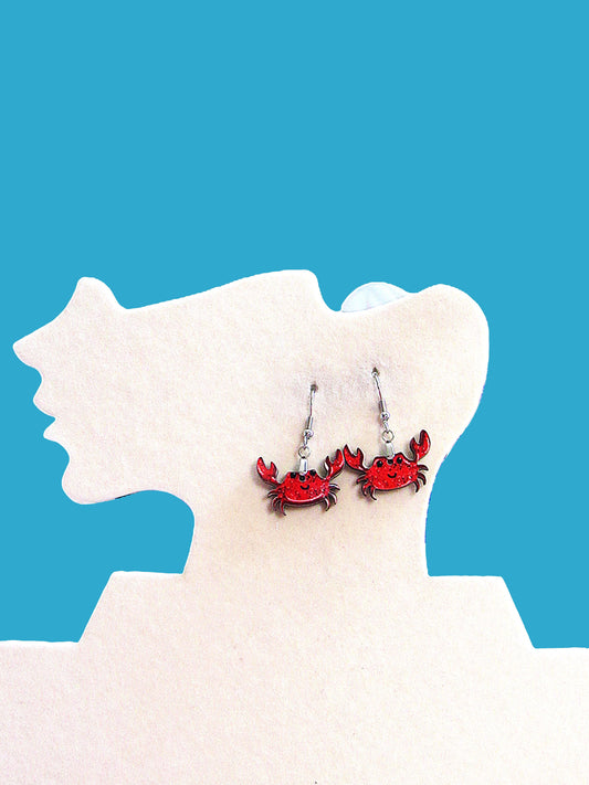 Crab Shaped Sublimated Earrings 1 inch
