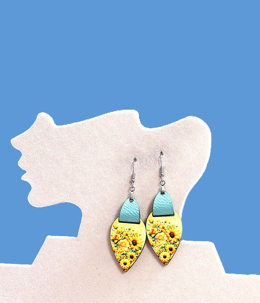 Reverse Teardrop Shaped Sublimated Earrings