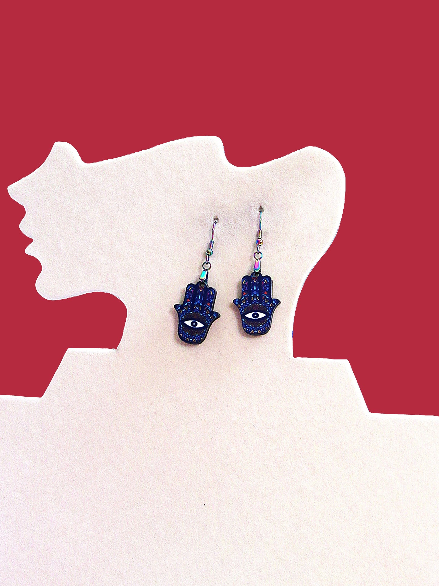 Hamsa Hand Shaped Sublimated Earrings