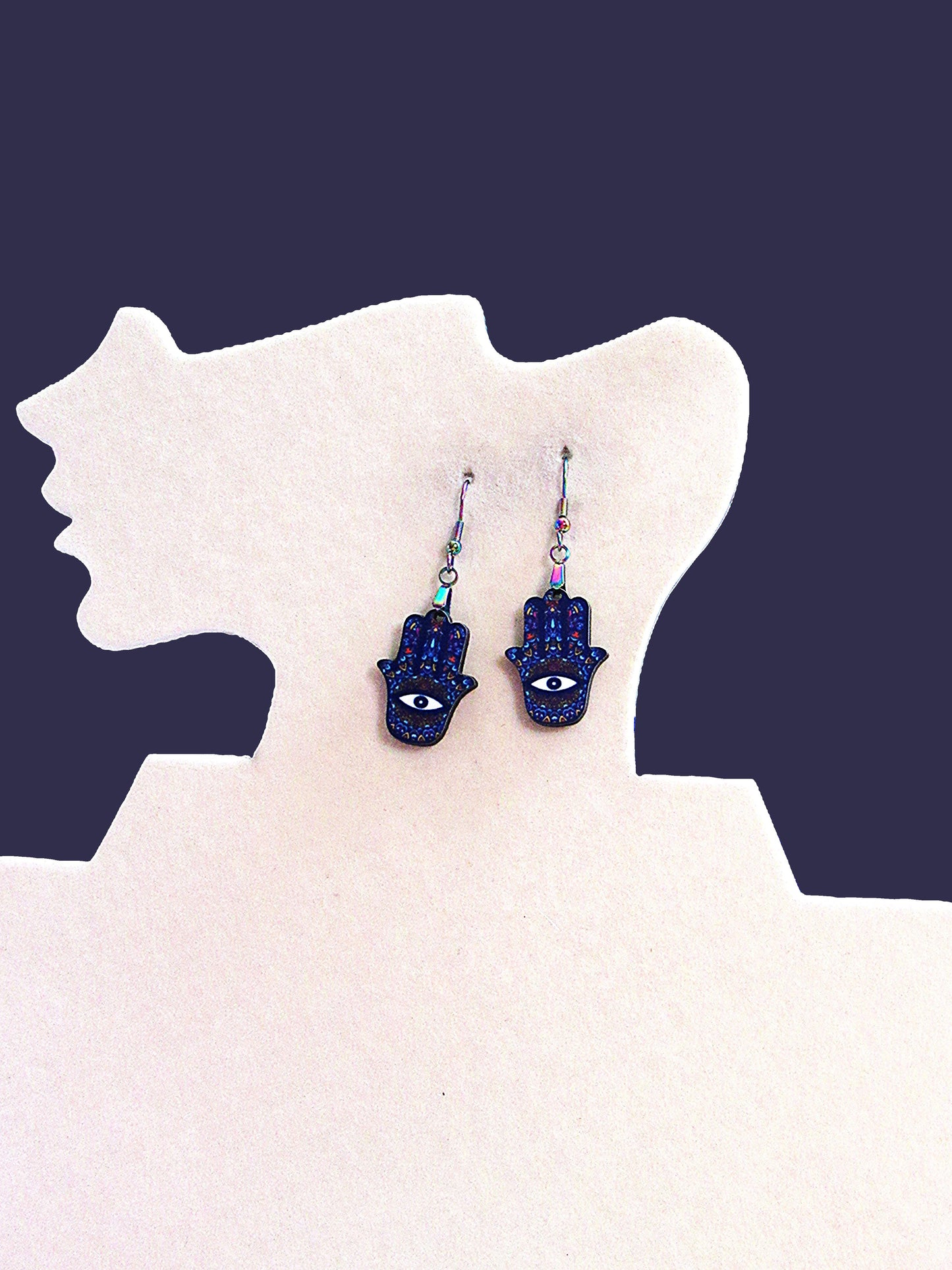 Hamsa Hand Shaped Sublimated Earrings