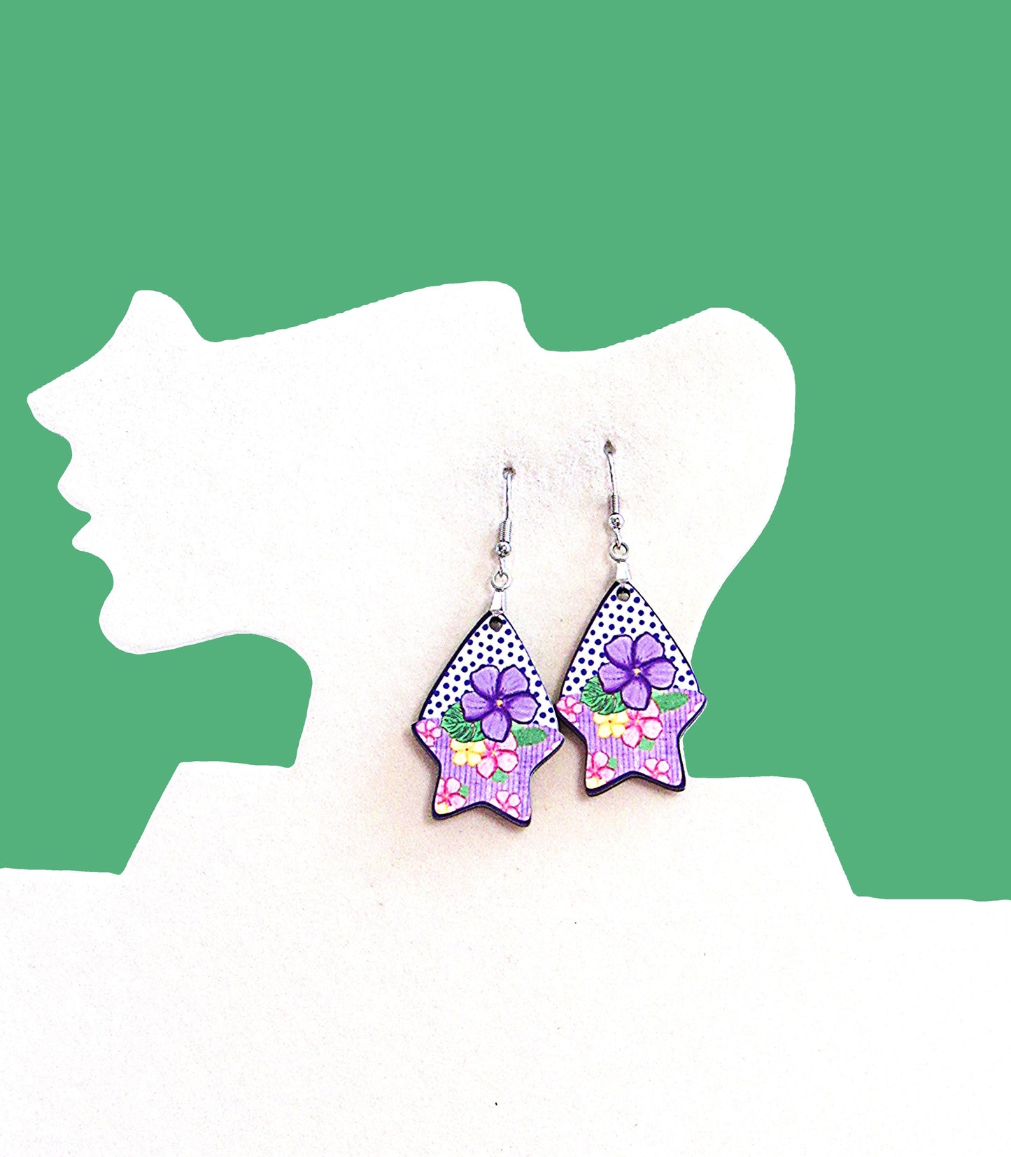Teardrop Star Shaped Sublimated Earrings