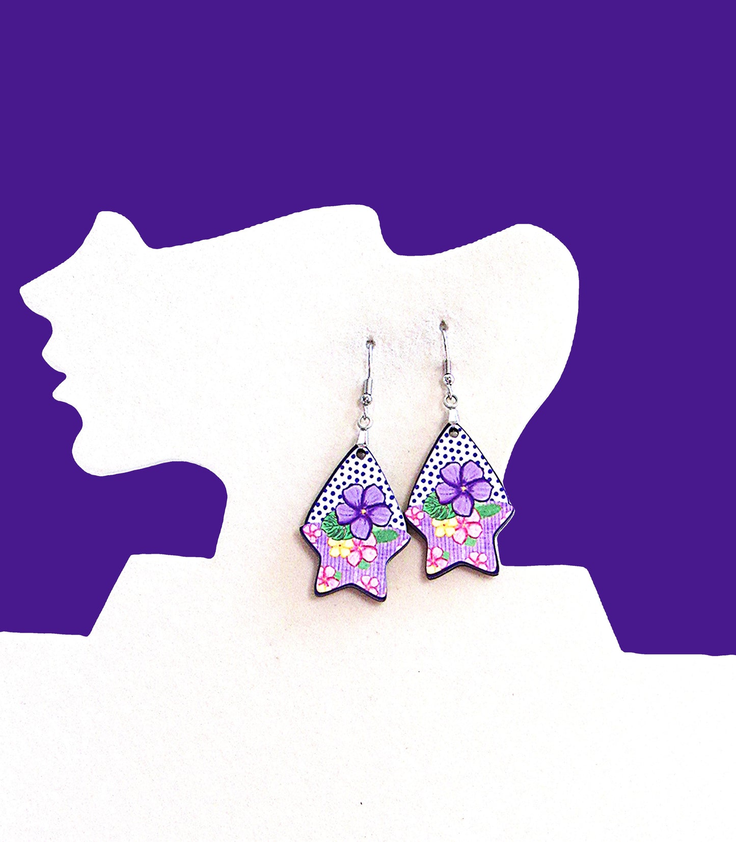 Teardrop Star Shaped Sublimated Earrings