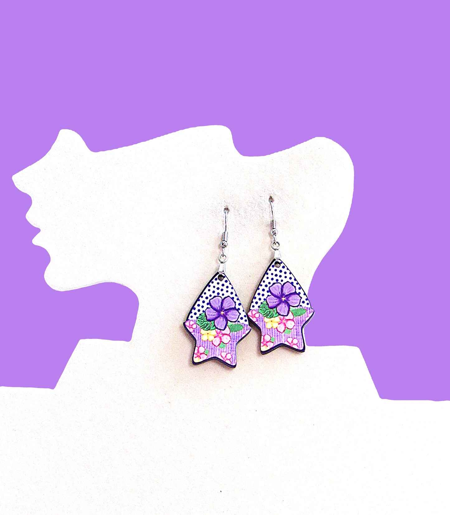 Teardrop Star Shaped Sublimated Earrings