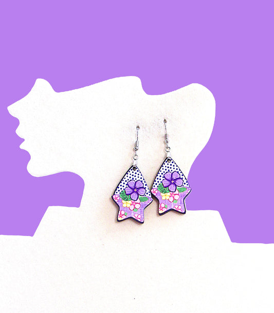 Teardrop Star Shaped Sublimated Earrings