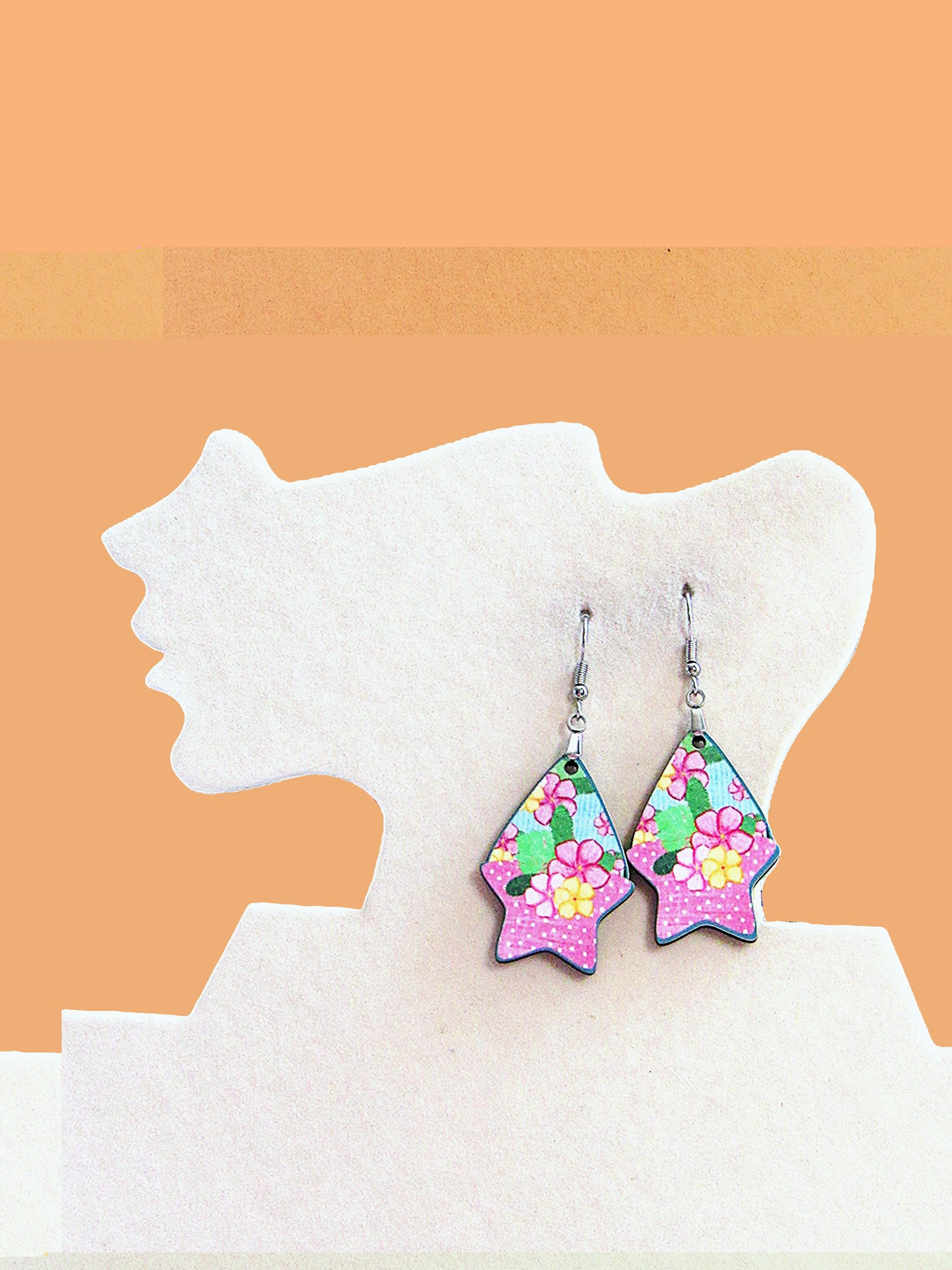 Teardrop Star Shaped Sublimated  Earrings