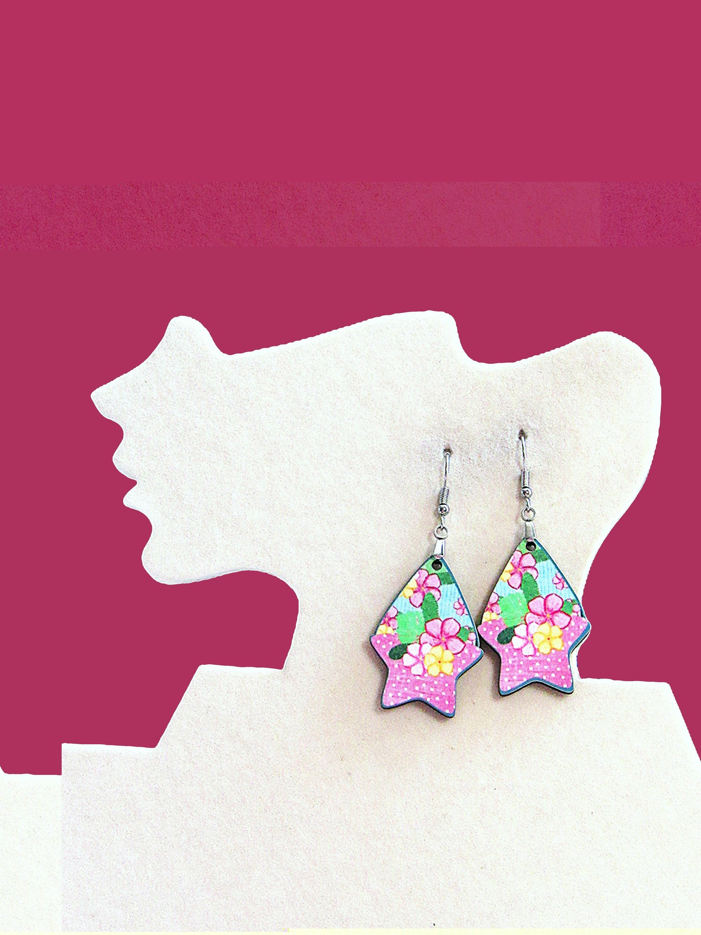 Teardrop Star Shaped Sublimated  Earrings
