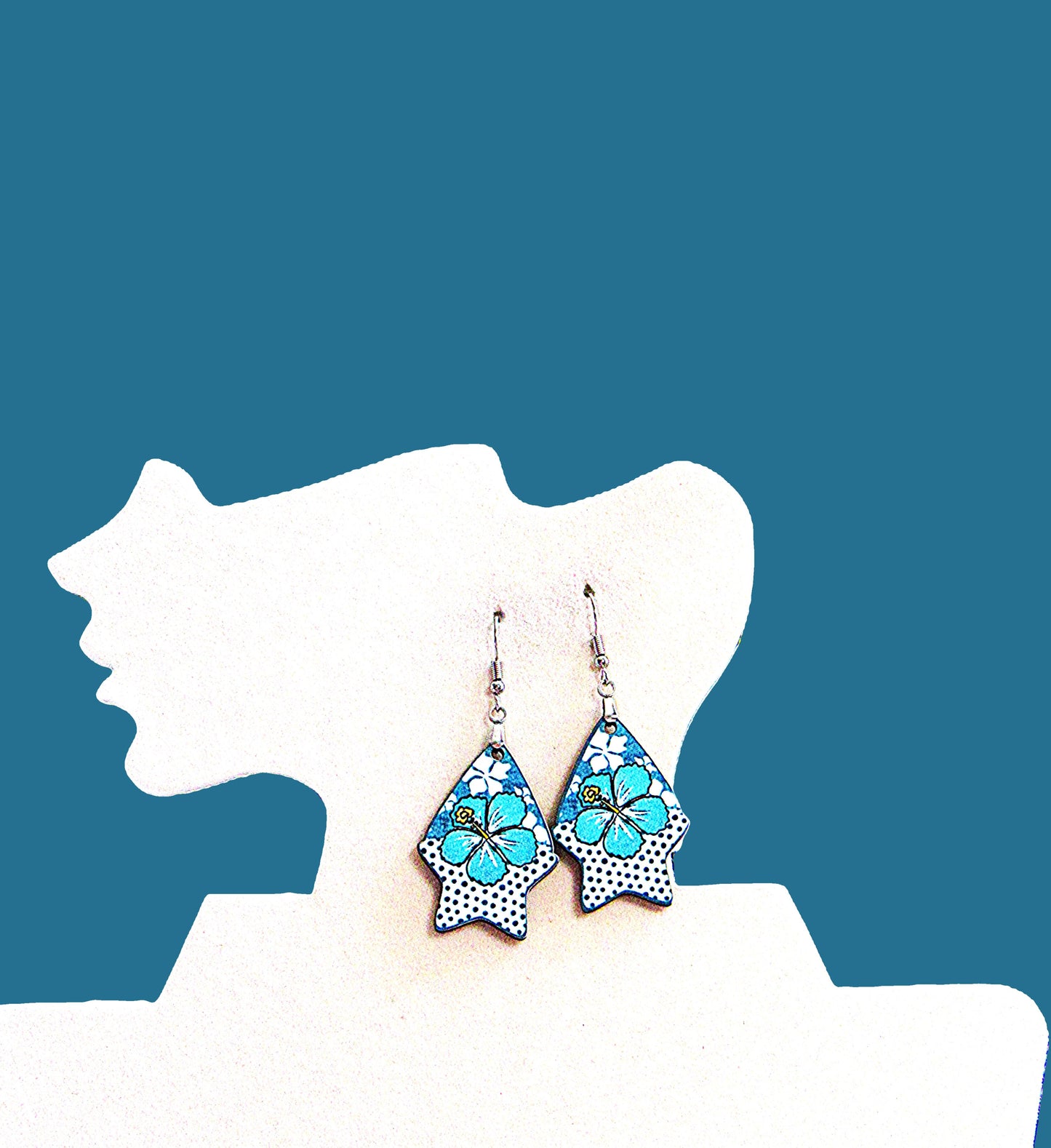Teardrop Star Shaped Sublimated Earrings