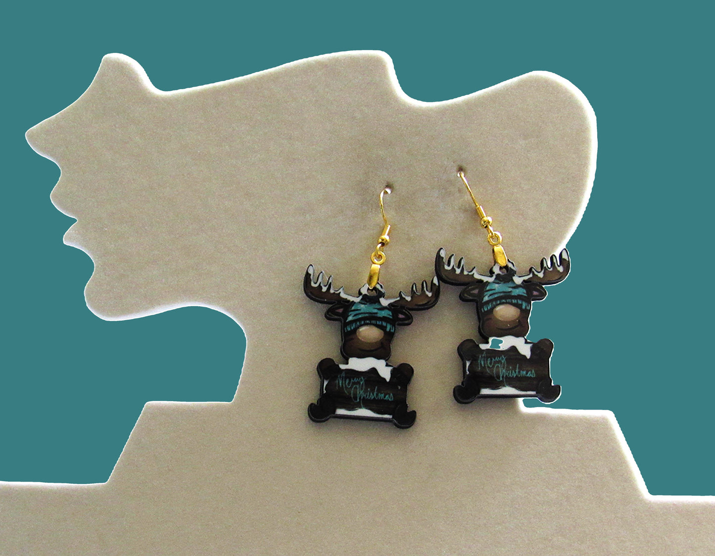 Moose Shaped Sublimated Earrings