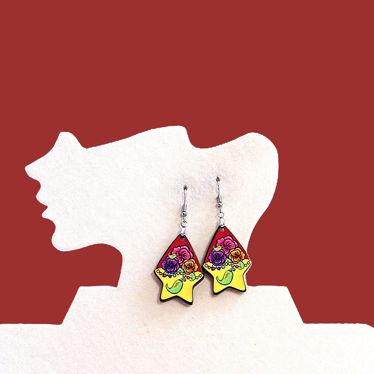 Teardrop Star Shaped Sublimated Earrings