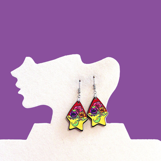 Teardrop Star Shaped Sublimated Earrings