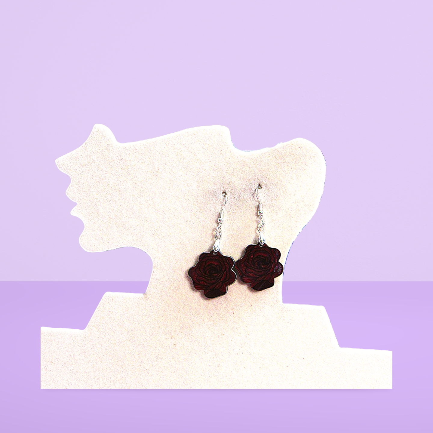Rose Shaped Sublimated Earrings MDF 1 inch