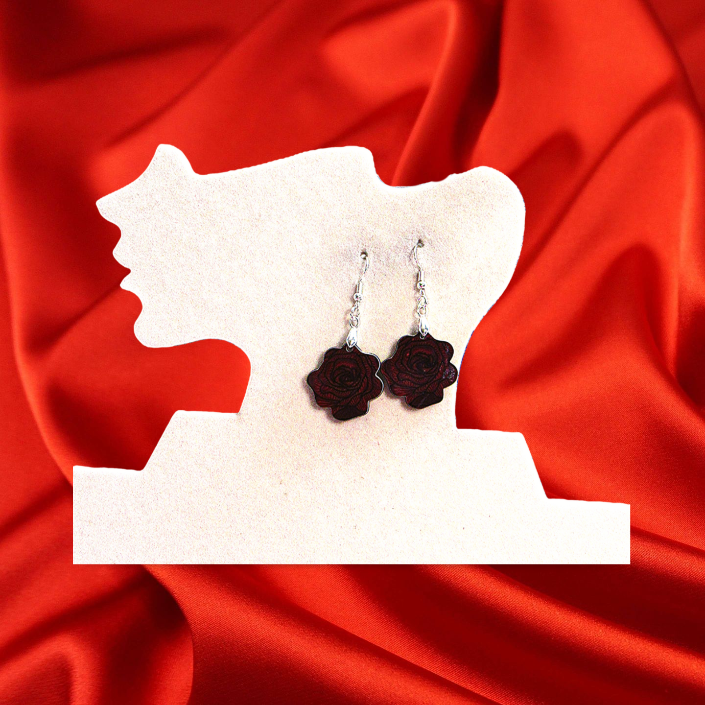 Rose Shaped Sublimated Earrings MDF 1 inch