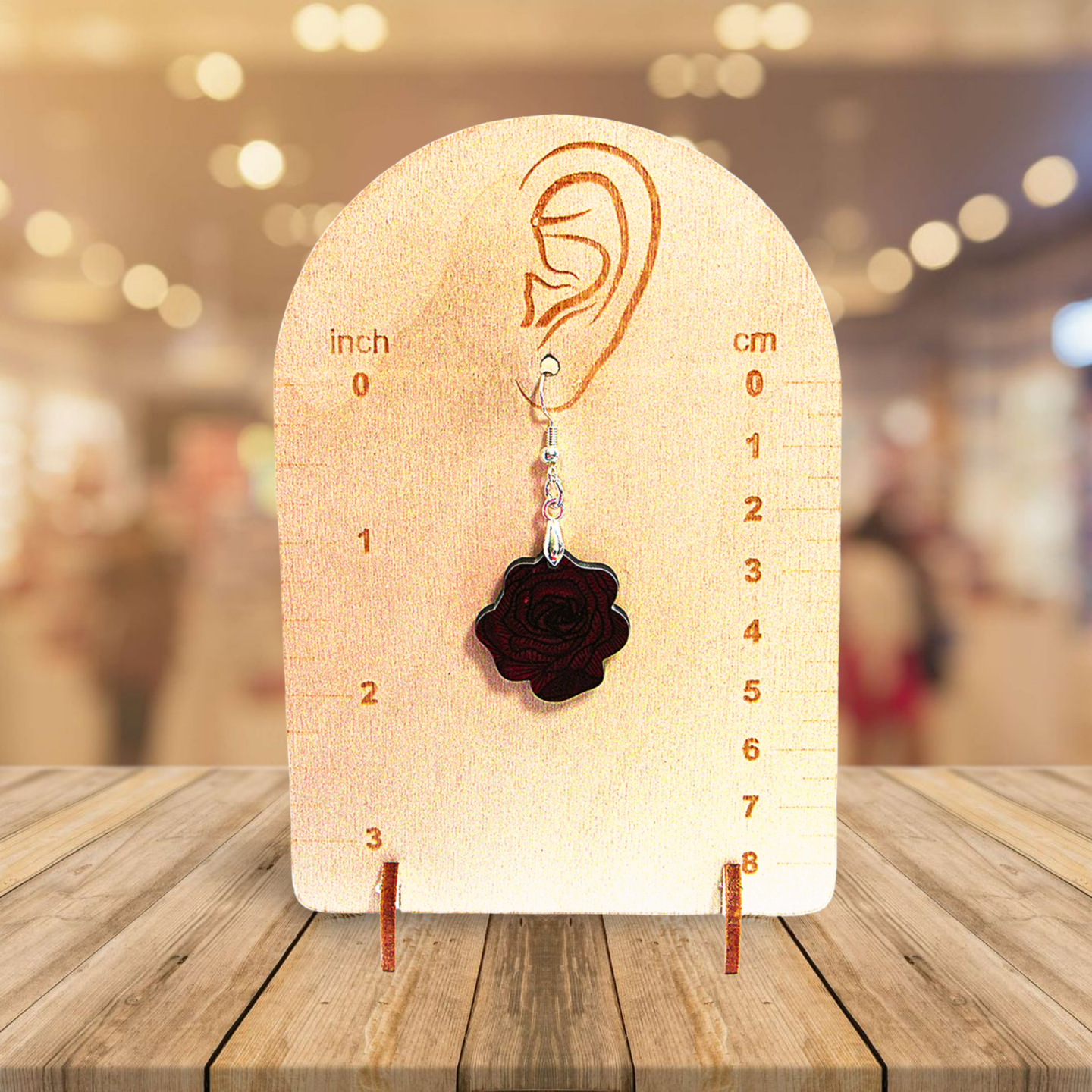 Rose Shaped Sublimated Earrings MDF 1 inch