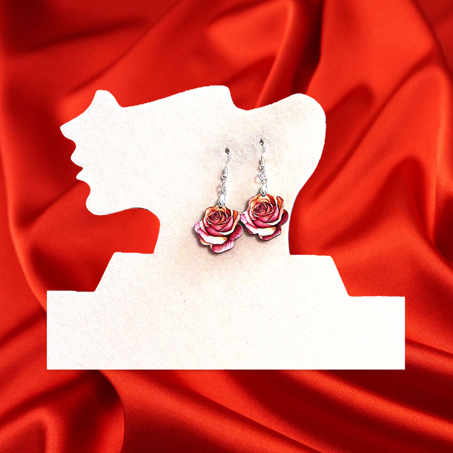 Rose Shaped Sublimated Earrings MDF 1 inch
