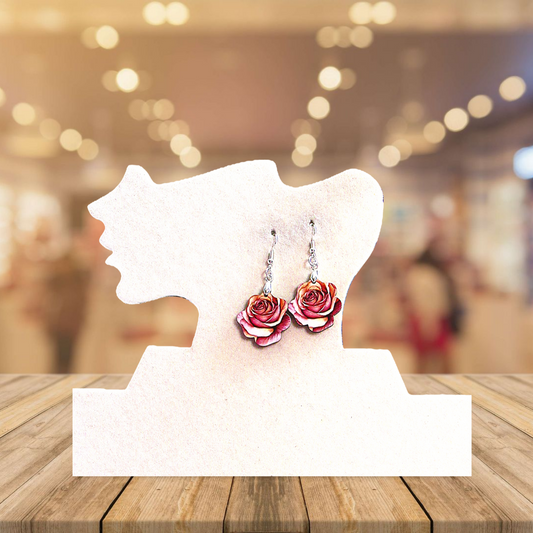 Rose Shaped Sublimated Earrings MDF 1 inch