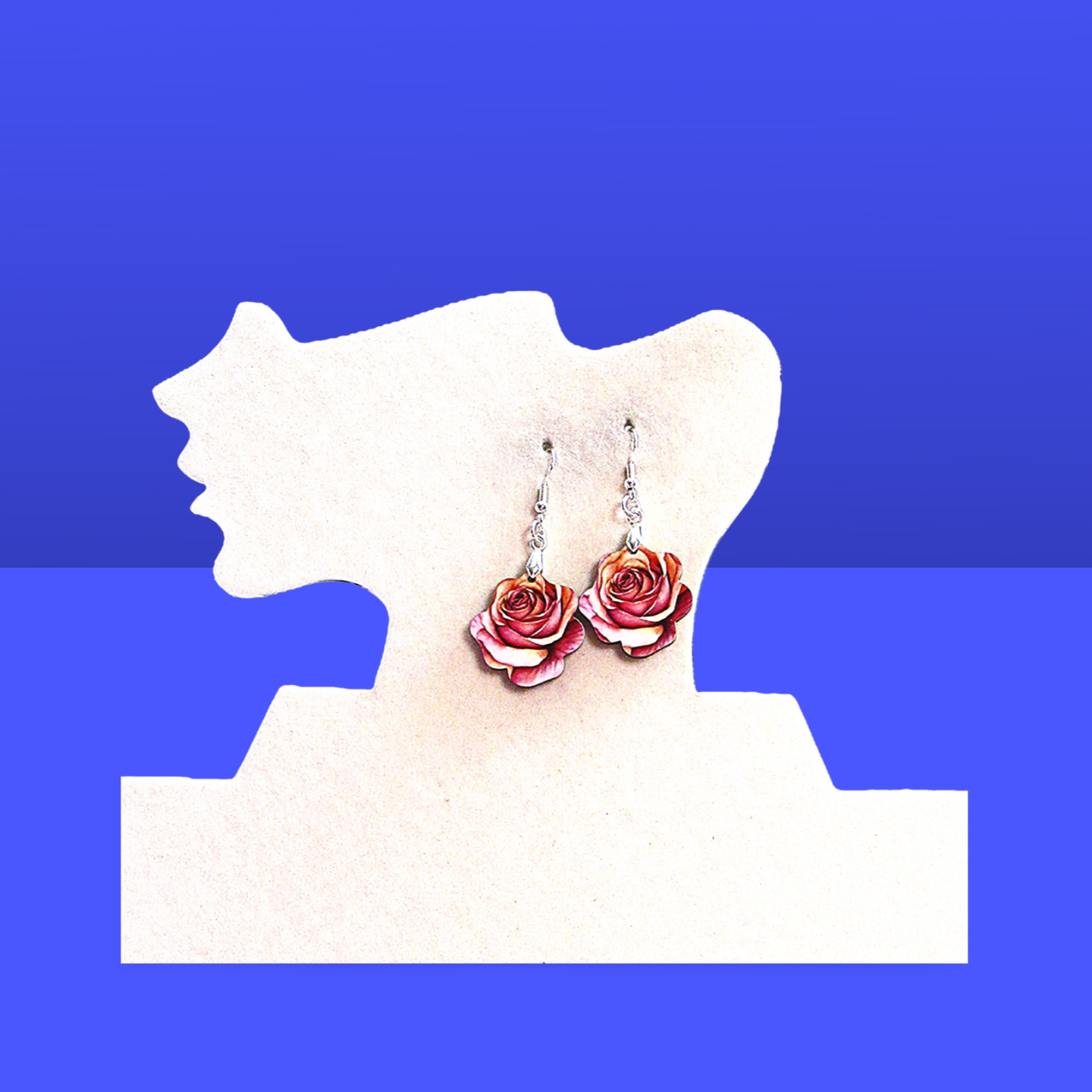 Rose Shaped Sublimated Earrings MDF 1 inch