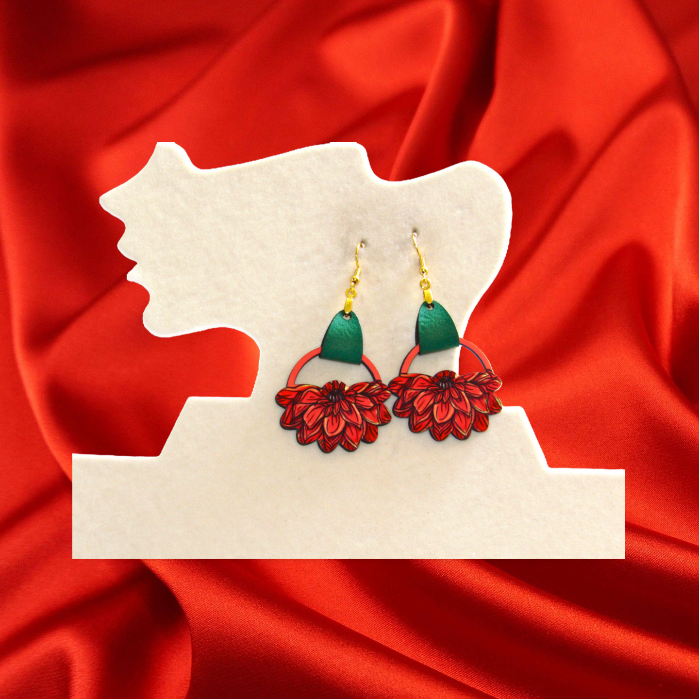 Round Sunflower Shaped Sublimated Earrings