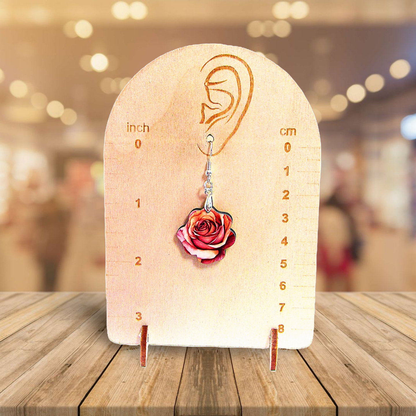 Rose Shaped Sublimated Earrings MDF 1 inch