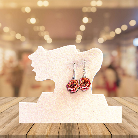 Rose Shaped Sublimated Earrings MDF 1 inch