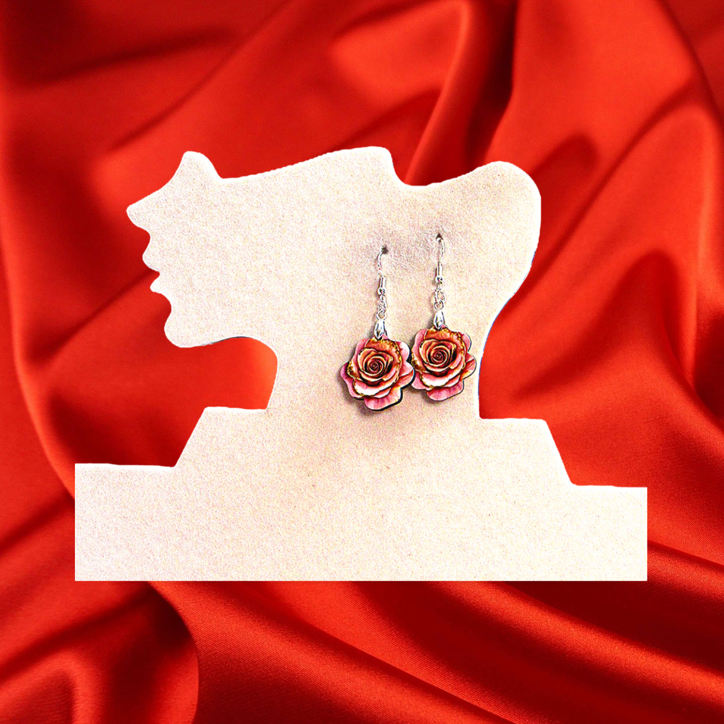 Rose Shaped Sublimated Earrings MDF 1 inch
