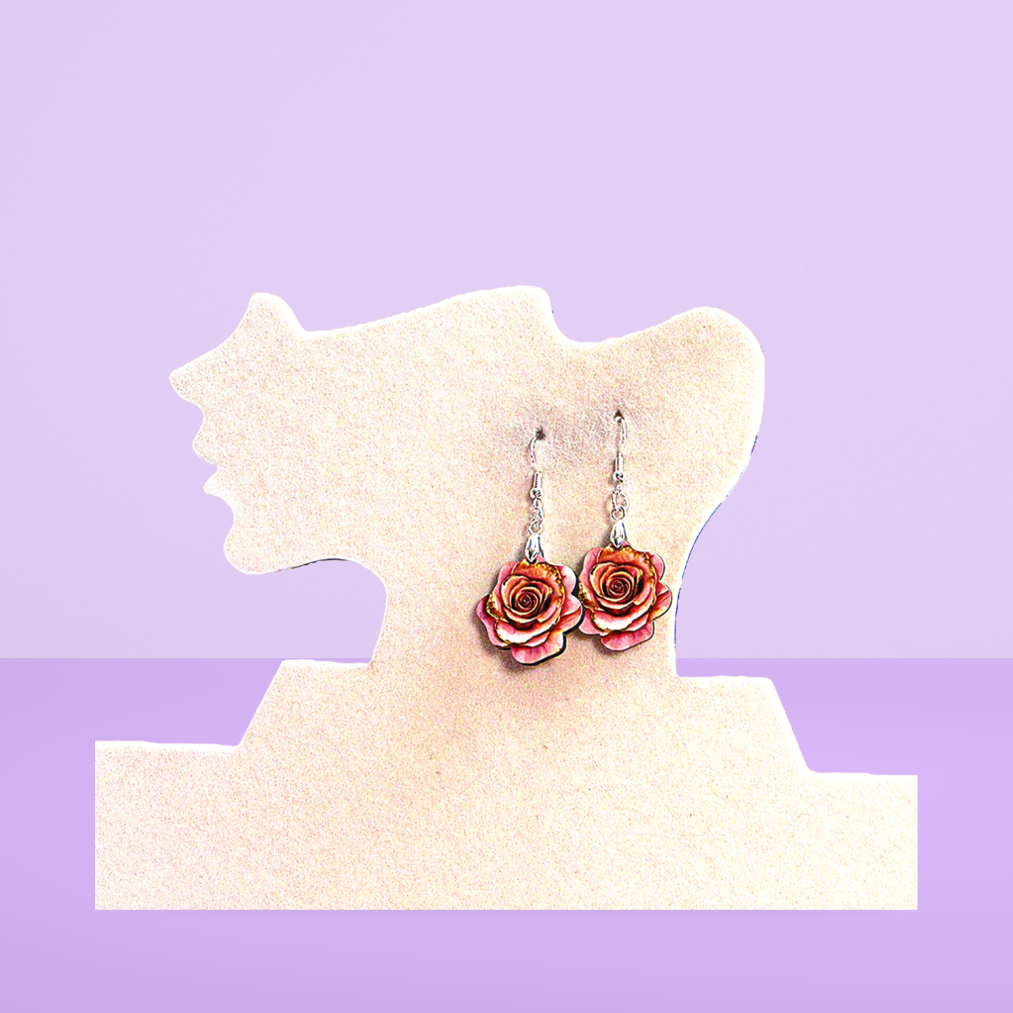 Rose Shaped Sublimated Earrings MDF 1 inch