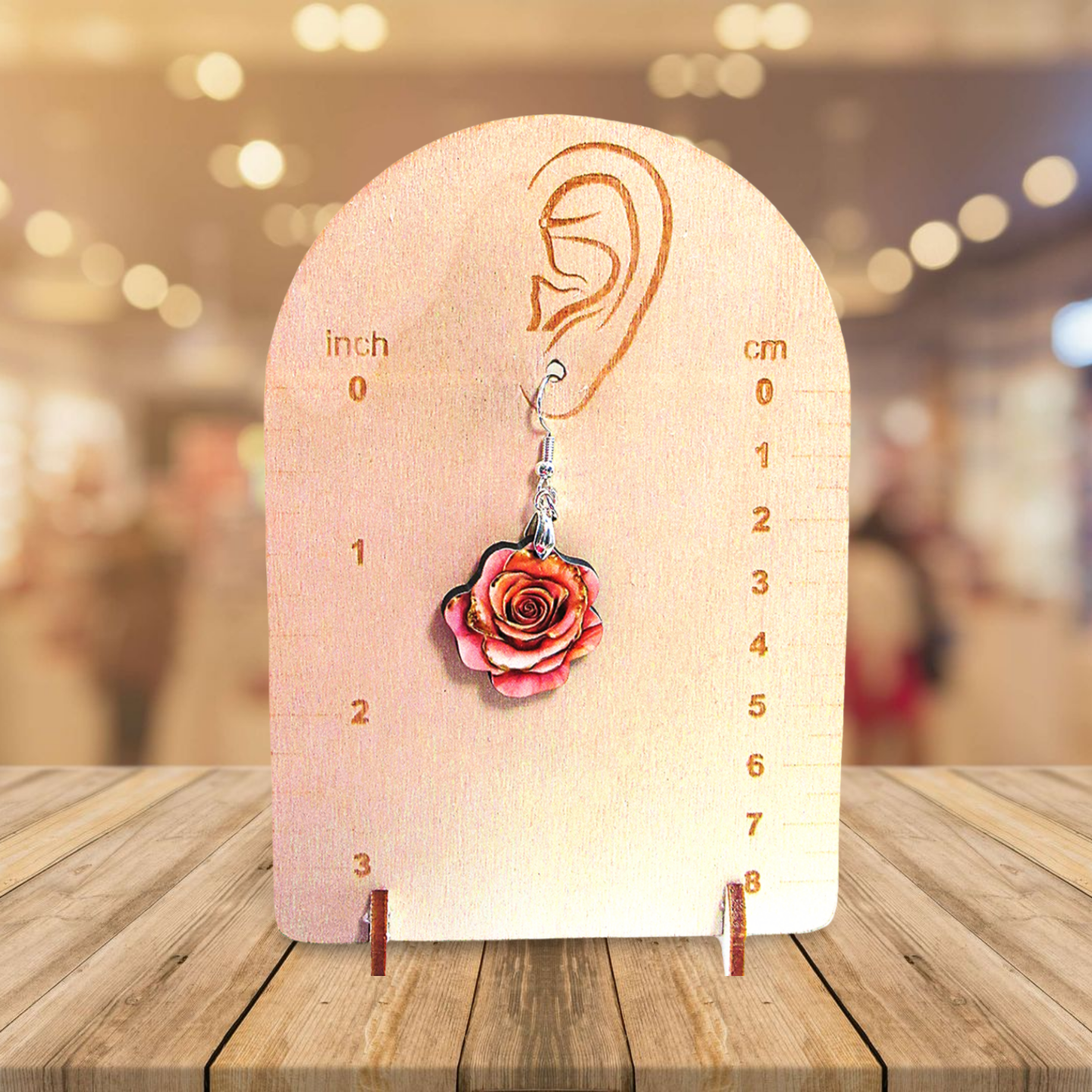 Rose Shaped Sublimated Earrings MDF 1 inch