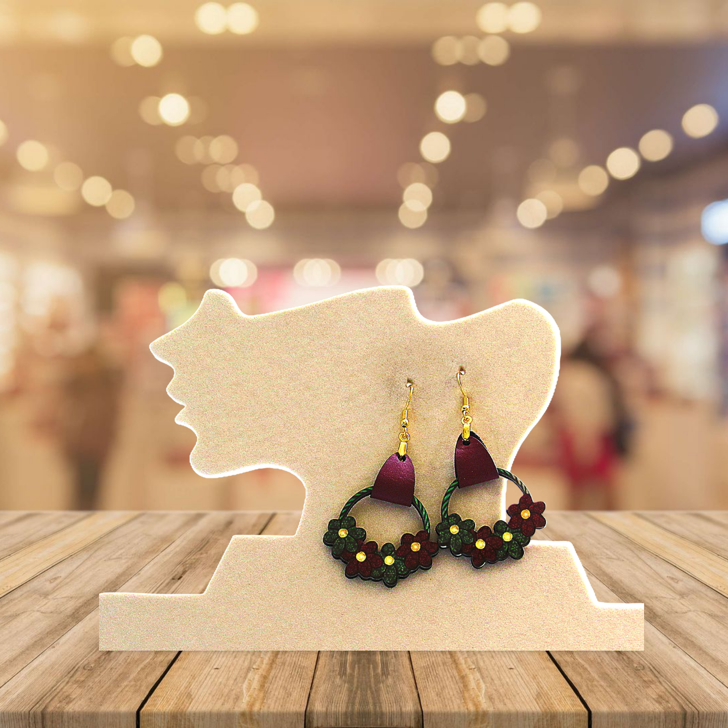 Round Flower Cluster Shaped Sublimated Earrings