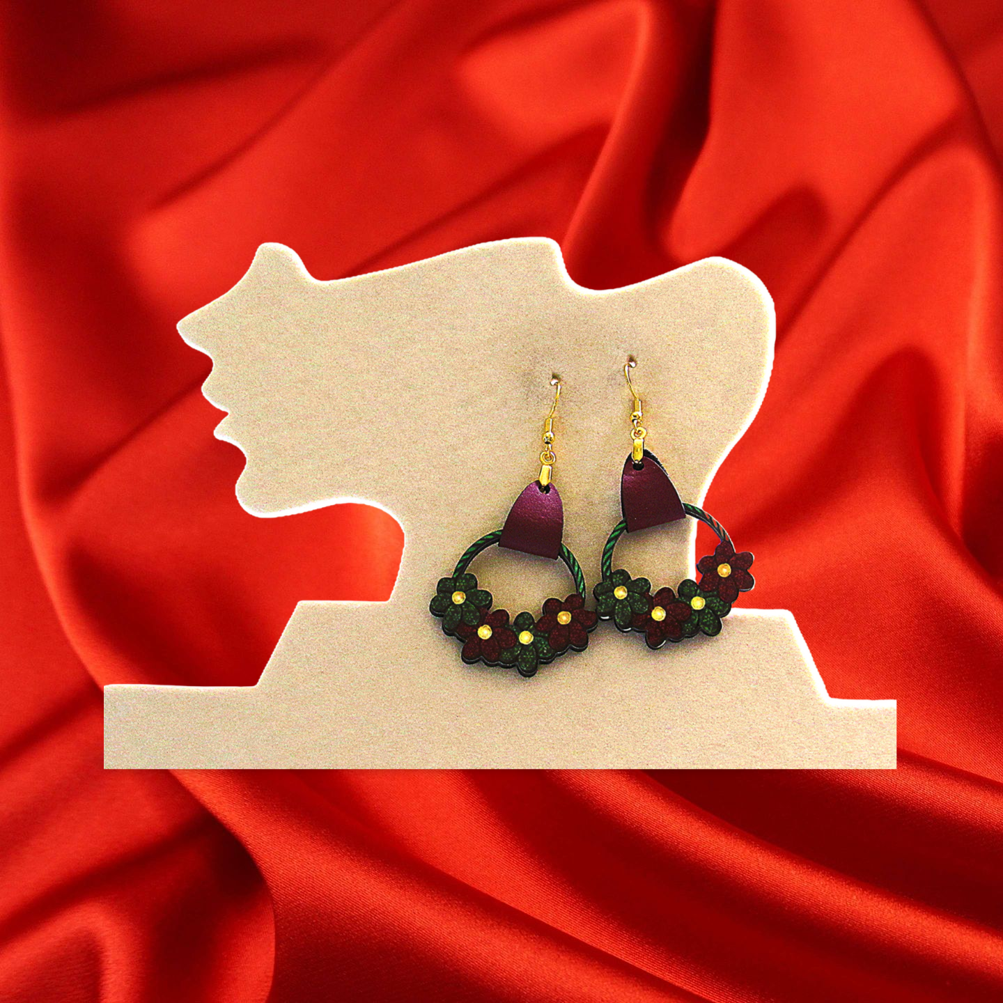 Round Flower Cluster Shaped Sublimated Earrings