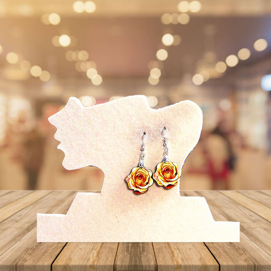 Rose Shaped Sublimated Earrings MDF 1 inch