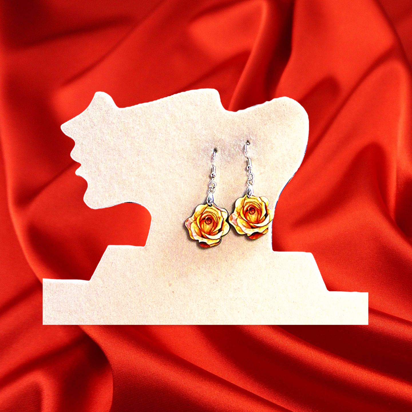 Rose Shaped Sublimated Earrings MDF 1 inch