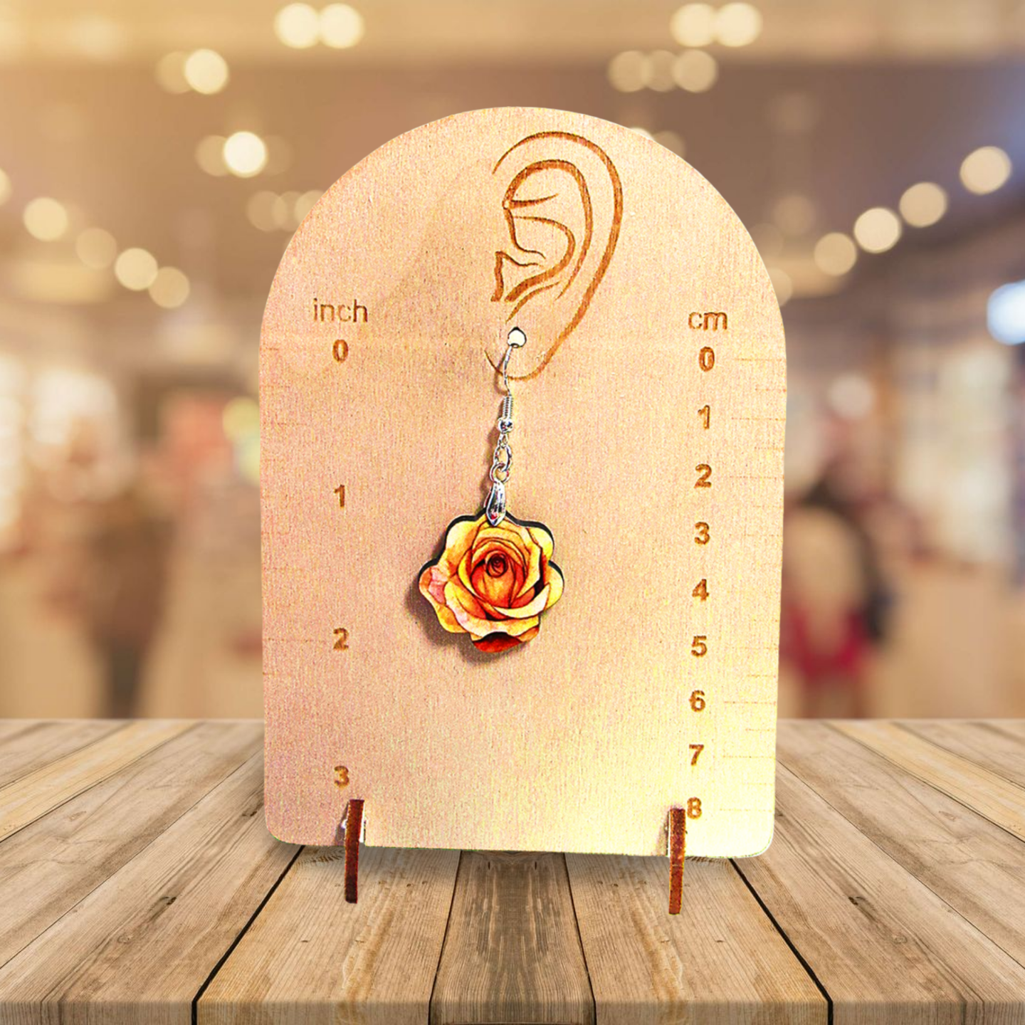 Rose Shaped Sublimated Earrings MDF 1 inch