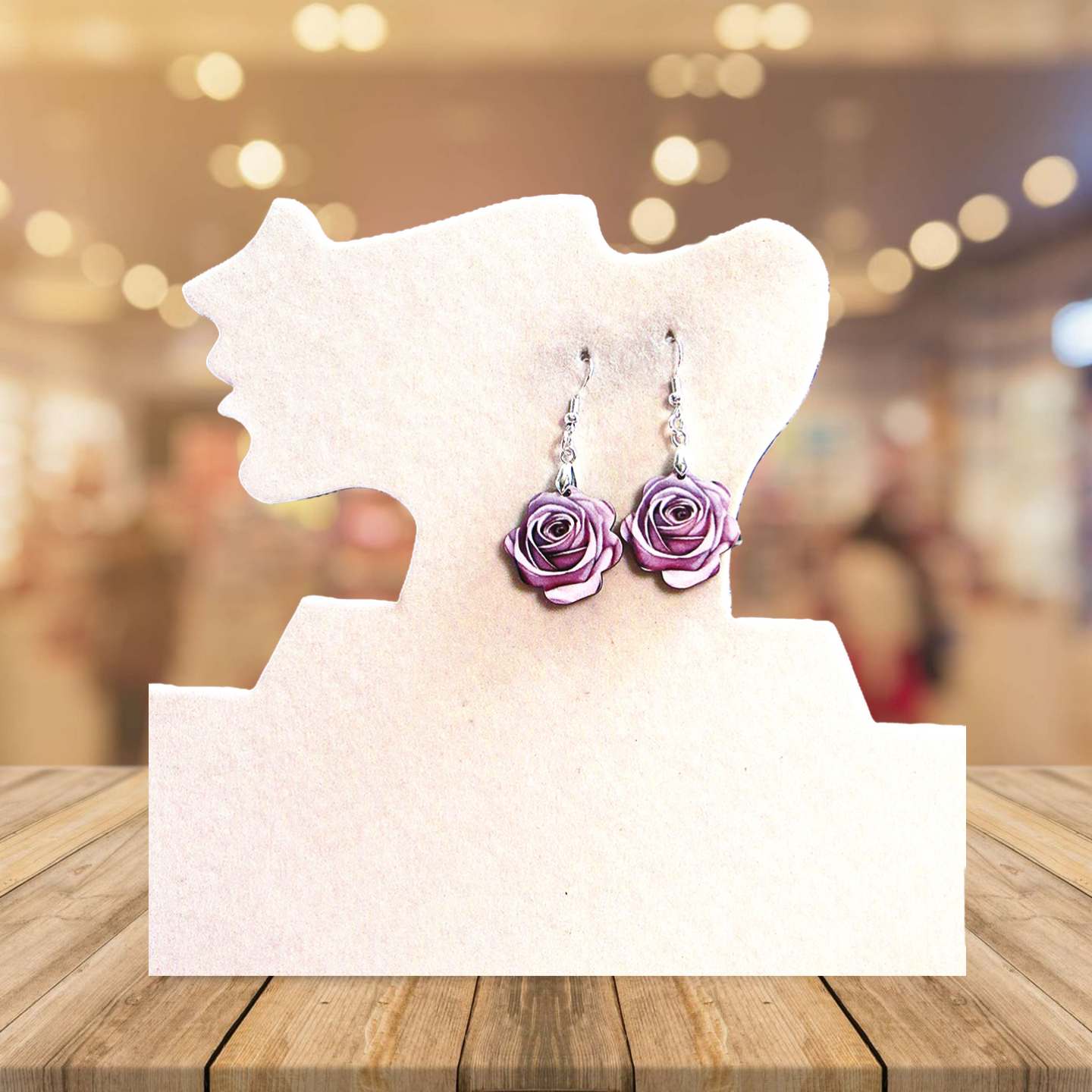 Rose Shaped Sublimated Earrings MDF 1 inch