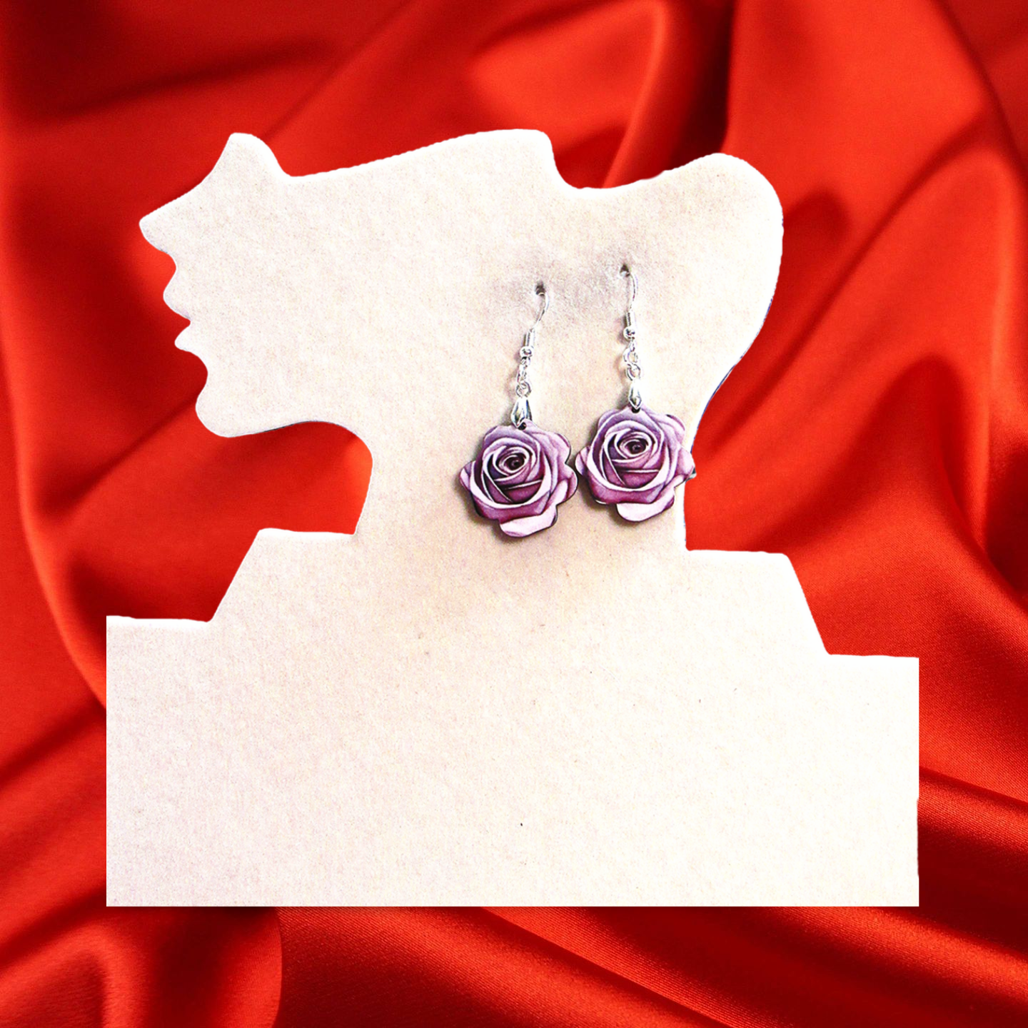 Rose Shaped Sublimated Earrings MDF 1 inch