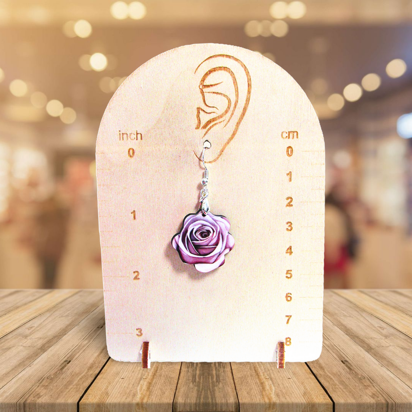 Rose Shaped Sublimated Earrings MDF 1 inch