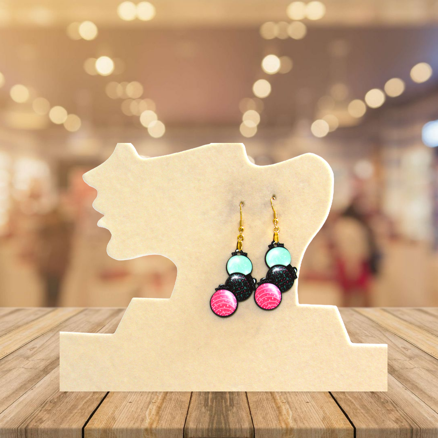 Triple Bulb Shaped Sublimated Earring